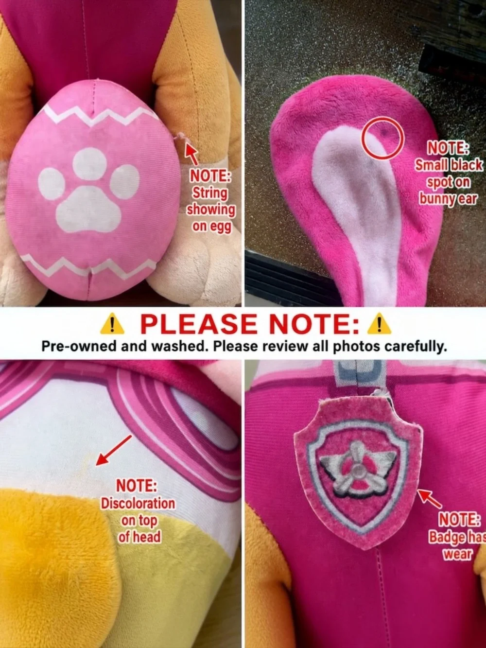 PAW Patrol Skye Jumbo Plush Easter Bunny Ears Egg Nickelodeon 2019 24” Large